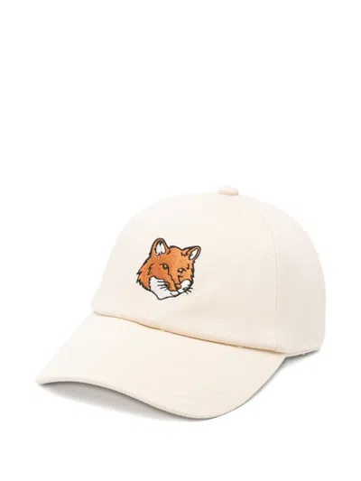 Maison Kitsuné Maison Kitsune' Fox Head Baseball Cap In White