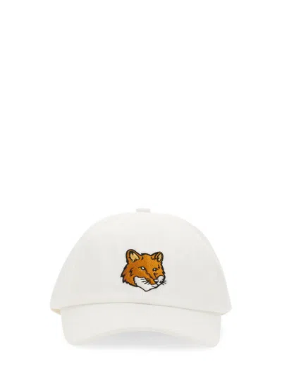 Maison Kitsuné Fox Head Baseball Hat In White