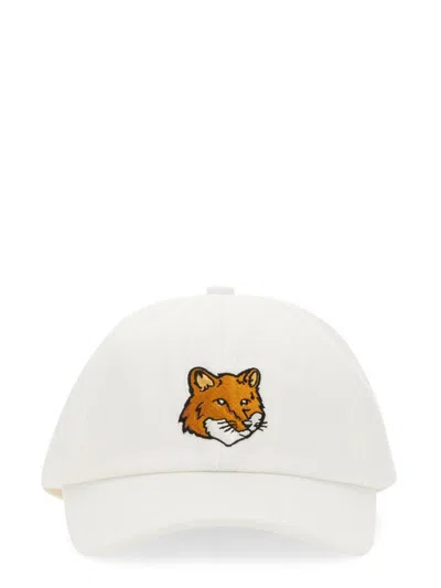 Maison Kitsuné Fox Head Baseball Hat In White