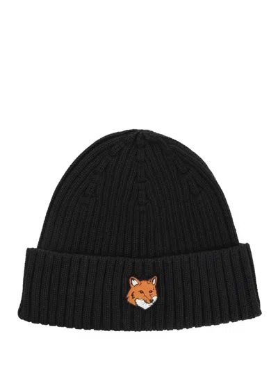 Maison Kitsuné Fox Head Beanie Hats Black
