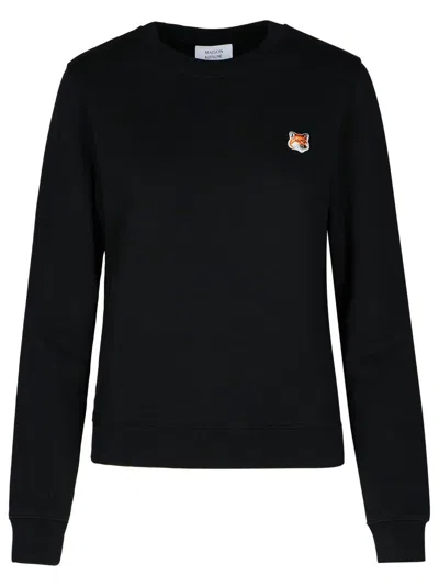 MAISON KITSUNÉ MAISON KITSUNÉ 'FOX HEAD' BLACK COTTON SWEATSHIRT