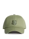 Maison Kitsuné Fox Head Cap In Green