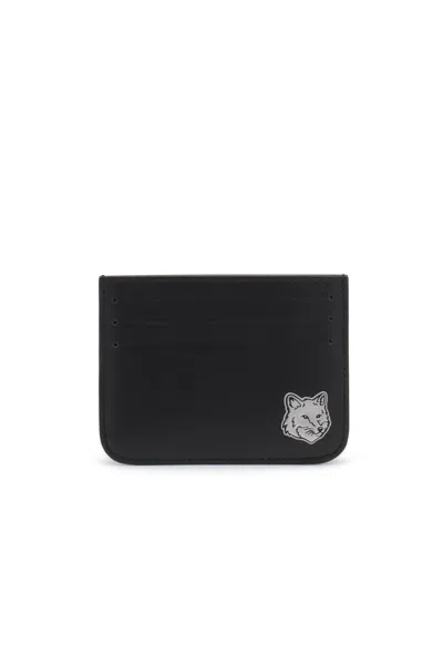 Maison Kitsuné Fox Head Cardholder In Black