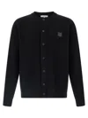 Maison Kitsuné Fox Head Wool Ribbed Cardigan Clothing In Black
