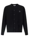 Maison Kitsuné Fox Head Wool Ribbed Cardigan Clothing In Black
