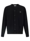 Maison Kitsuné Fox Head Wool Ribbed Cardigan Clothing In Black
