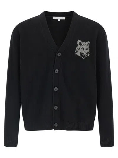Maison Kitsuné Maison Kitsune 'fox Head' Cardigan In Black