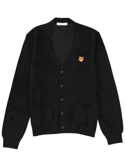 Maison Kitsuné "fox Head" Cardigan In Black