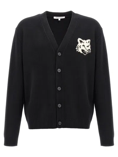 Maison Kitsuné 'fox Head' Cardigan In Black