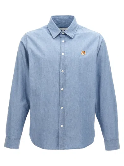 Maison Kitsuné Fox Head Classic Shirt In Light Blue