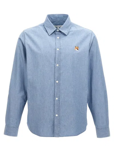 Maison Kitsuné 'fox Head Classic' Shirt In Blue