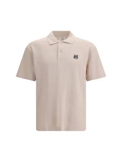 Maison Kitsuné Fox Head Comfort Polo In Soft Cotton Piqué In Neutral