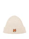 Maison Kitsuné Fox Head Cotton Beanie Accessories In Neutral