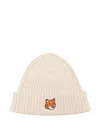 Maison Kitsuné Fox Head Cotton Beanie Accessories In Neutral