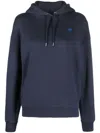 Maison Kitsuné Fox Embroidered Drawstring Hoodie In Blue