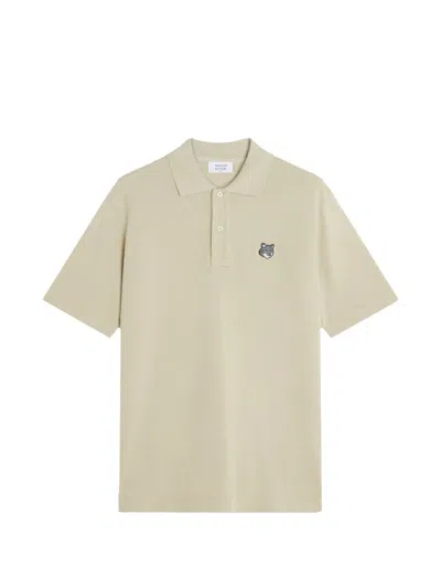 Maison Kitsuné Fox Head Cotton Polo Shirt In Neutral