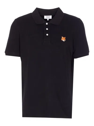 Maison Kitsuné Maison Kitsune' Fox Head Cotton Polo Shirt In Blue