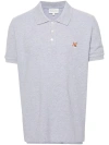 Maison Kitsuné Fox Head Cotton Polo Shirt In Grey