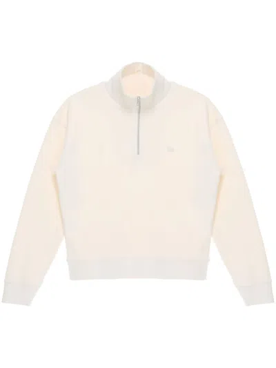 Maison Kitsuné Off-white Baby Fox Patch Half-zip Sweatshirt In P705 Fresh Cotton