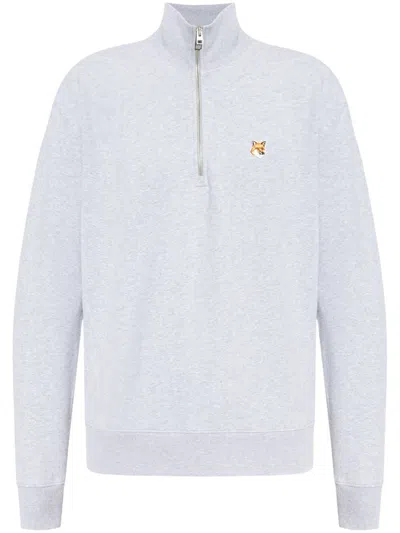 Maison Kitsuné Fox Head Cotton Sweatshirt In White