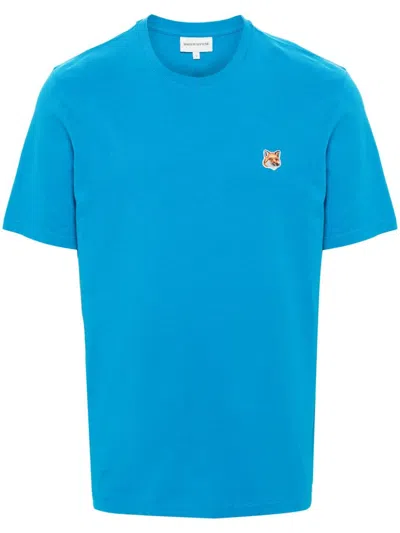 Maison Kitsuné Fox Head Short Sleeved T-shirt In Blue