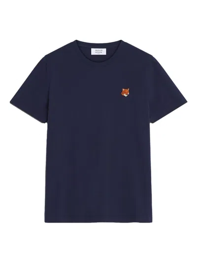 Maison Kitsuné Maison Kitsune' Fox Head Cotton T-shirt In Blue