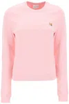 Maison Kitsuné Fox Head Patch Crewneck Sweatshirt In Pale Pink (pink)