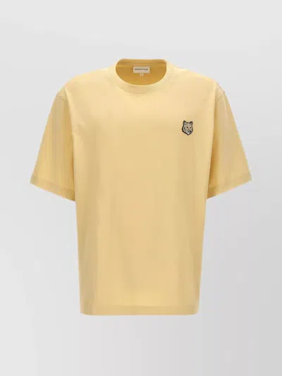 Maison Kitsuné 'fox Head' Crew Neck T-shirt In Yellow