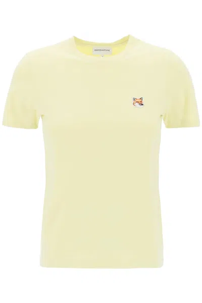 Maison Kitsuné Fox Head Patch T-shirt In Chalk Yellow