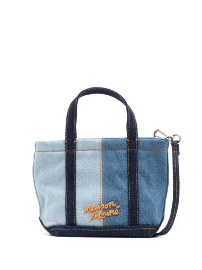 Maison Kitsuné Fox Head Denim Tote Bag In Multi