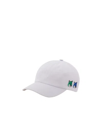 Maison Kitsuné Fox Head Embroidered Cap In White