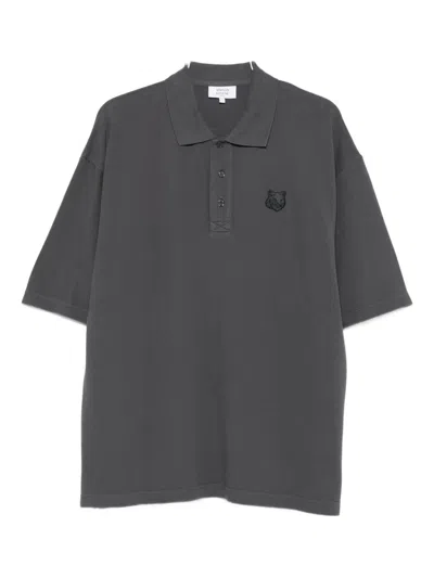 Maison Kitsuné Polo Shirt Featuring Fox Head Design In Gray