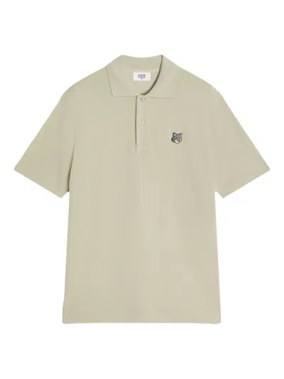 Maison Kitsuné Fox-head Embroidered Polo Shirt In Green
