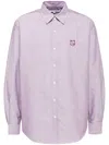 Maison Kitsuné Fox Head-embroidered Shirt In 紫色