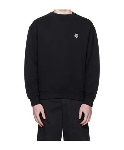 Maison Kitsuné Fox-head Embroidered Sweatshirt In Black