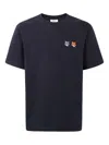 Maison Kitsuné Fox Head Embroidered T-shirt In Blue