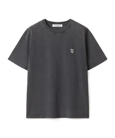 Maison Kitsuné Fox Head Faded Comfort Tee-shirt In Black