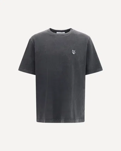 Maison Kitsuné Fox Head Faded T-shirt In Gray