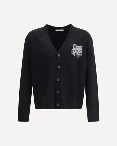 MAISON KITSUNÉ FOX HEAD INTARSIA BUTTONED CARDIGAN
