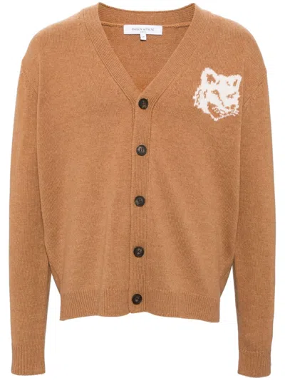 MAISON KITSUNÉ FOX HEAD INTARSIA CARDIGAN