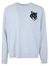 Maison Kitsuné Fox Head Intarsia Comfort Jumper In Blue