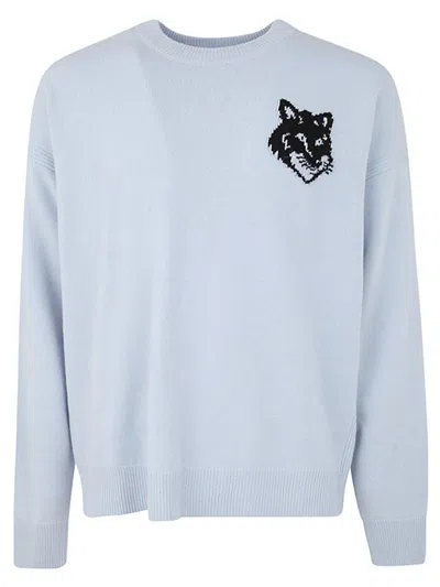 Maison Kitsuné Fox Head Intarsia Comfort Jumper Clothing In Blue