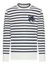 Maison Kitsuné Maison Kitsune' Fox Head Striped Cotton Sweater In Blue
