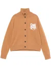 Maison Kitsuné Orange Fox Head Intarsia High Neck Cardigan In Brown