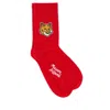 Shop Maison Kitsuné Maison Kitsune Fox Head Intarsia-knit Cotton-blend Socks In Red