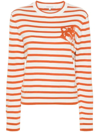 Maison Kitsuné Fox Head Intarsia-knit Jumper In White