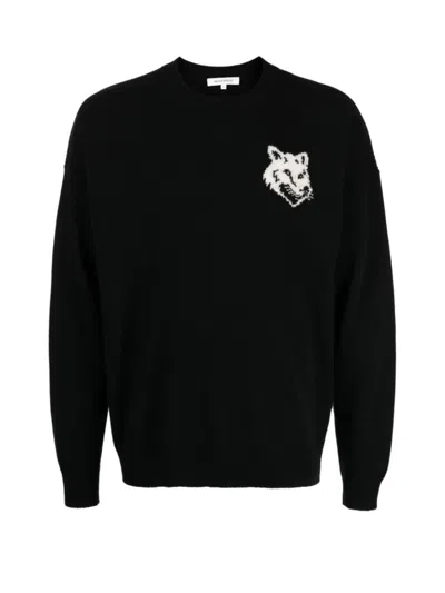 MAISON KITSUNÉ FOX HEAD INTARSIA LOGO SWEATER