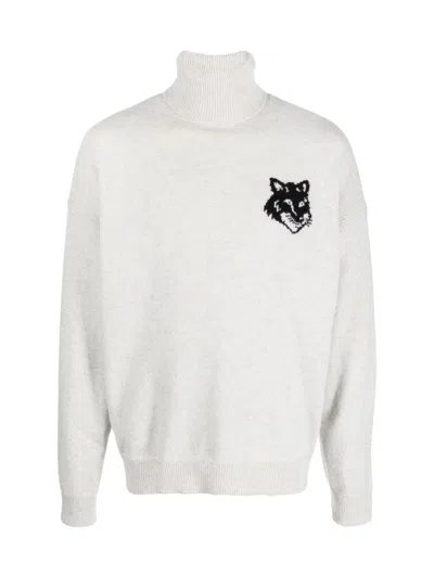 MAISON KITSUNÉ MAISON KITSUNÉ FOX HEAD INTARSIA LOGO TURTLENECK SWEATER