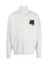 Maison Kitsuné Fox Head Intarsia Logo Turtleneck Sweater In White