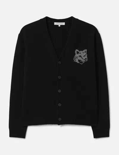 Maison Kitsuné Button-up Cardigan Sweater With V-neckline In Black